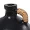 11" Black Ceramic Jug Inspired Vase with Rattan Wrapped Handle
